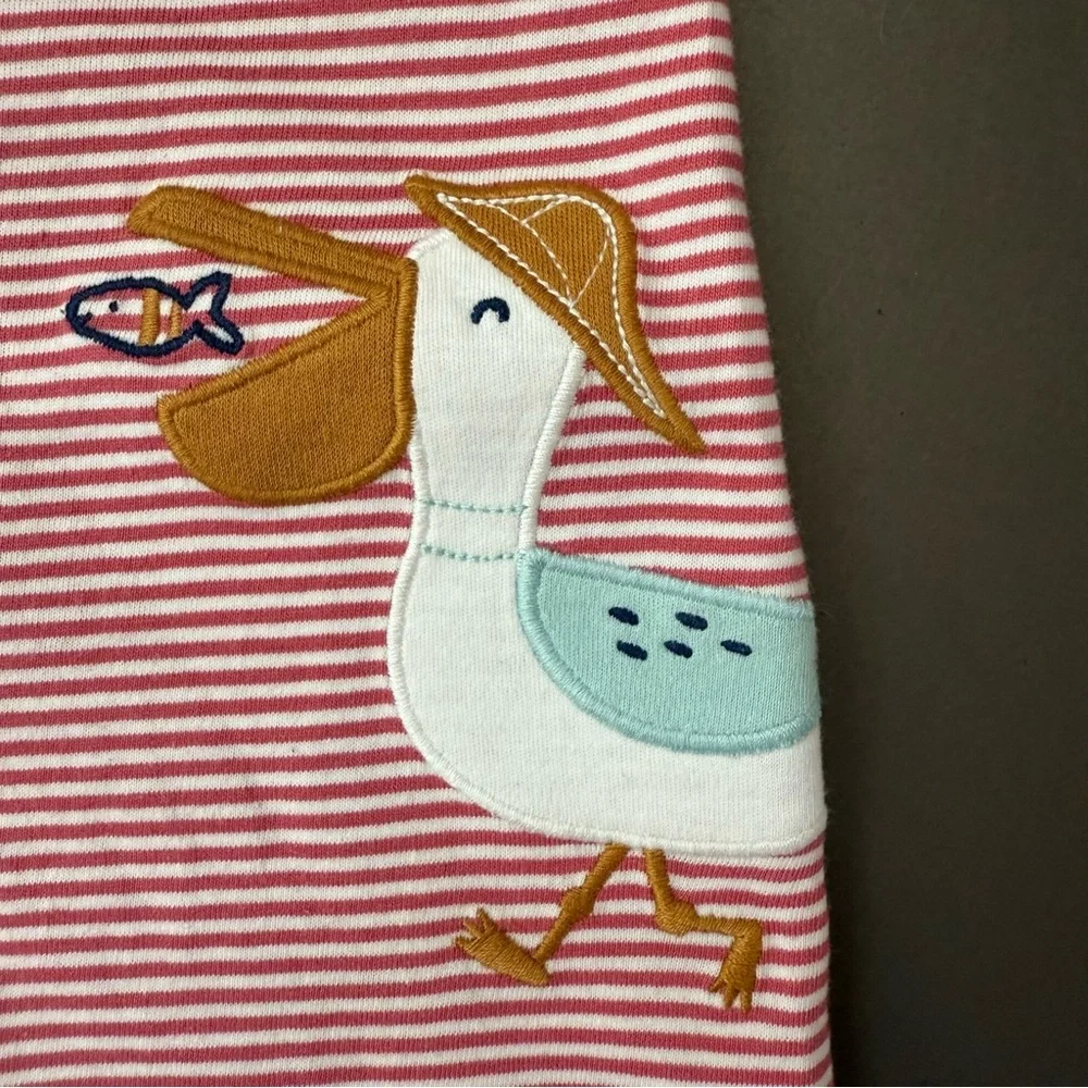 3/$10 🛒🛍️ Carter's Baby Carter's Pelican Snap-Up Romper Red & White Size 12 M